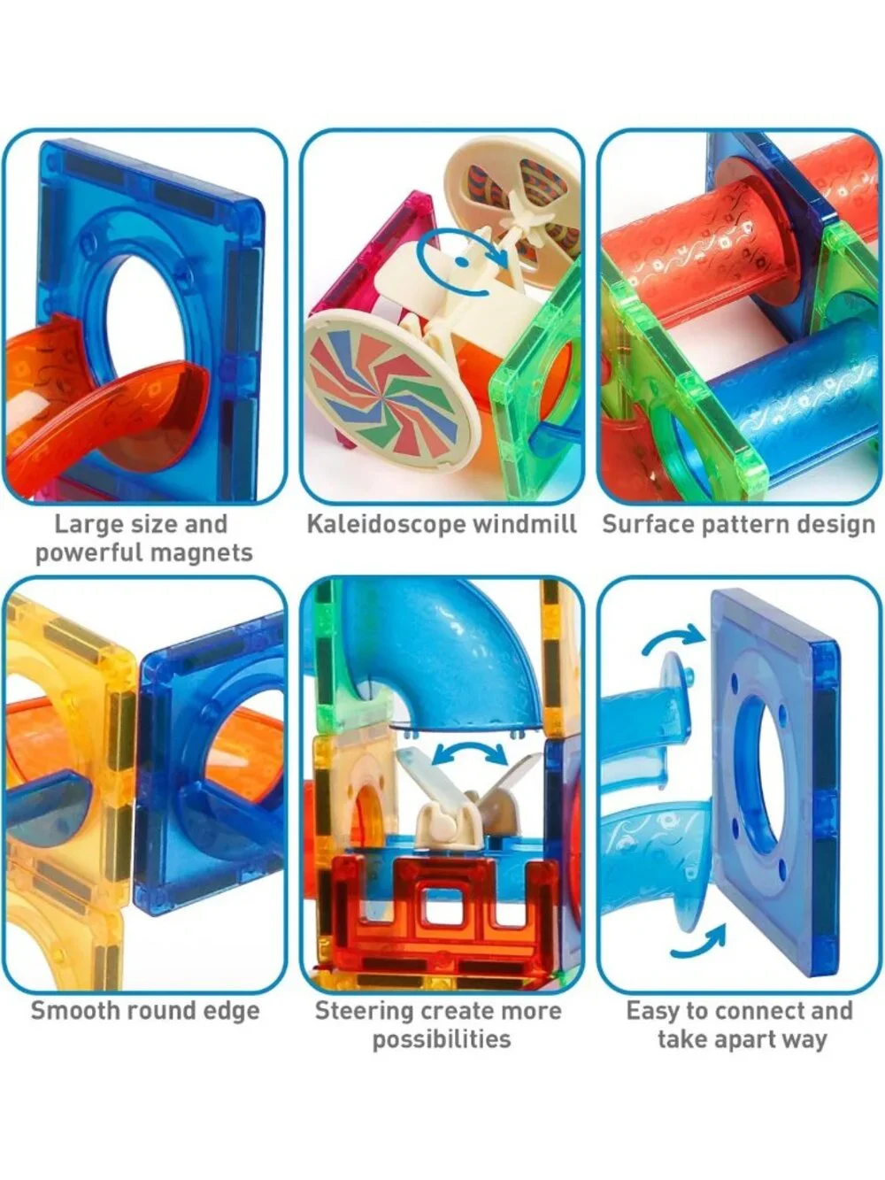 176PCS Magnetic Building Tiles Set - Marble Run Blocks for Ages 8+ - STEM Toy